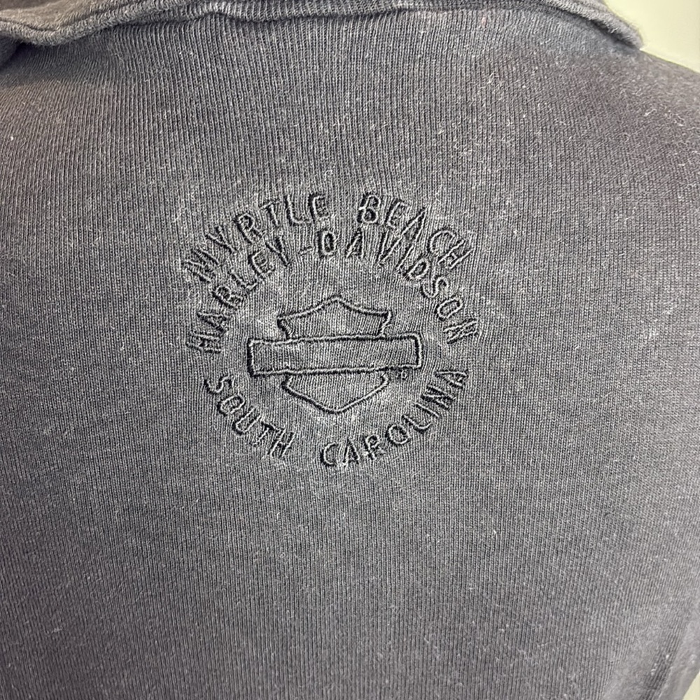 Vintage Harley Davidson Black Sleeveless Split Collar Top. XL - Picture 4 of 11